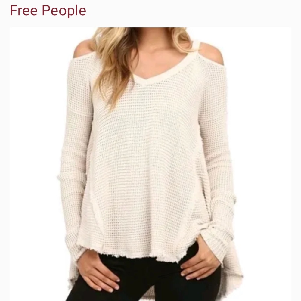 Free People Cold Shoulder Sweater Cream XS